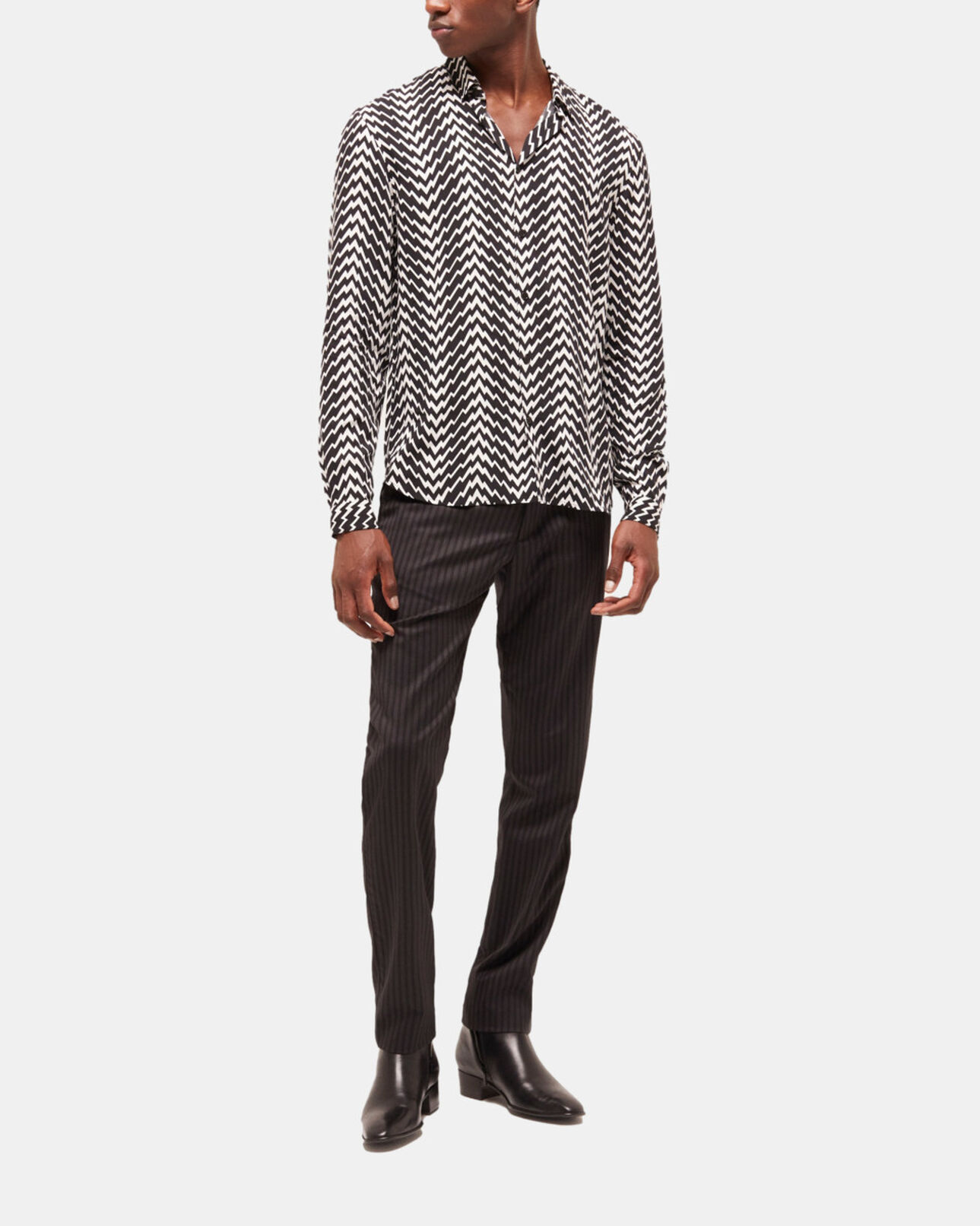 The Kooples HERREN BLACK WHITE hemd mit klassischem kragen und print