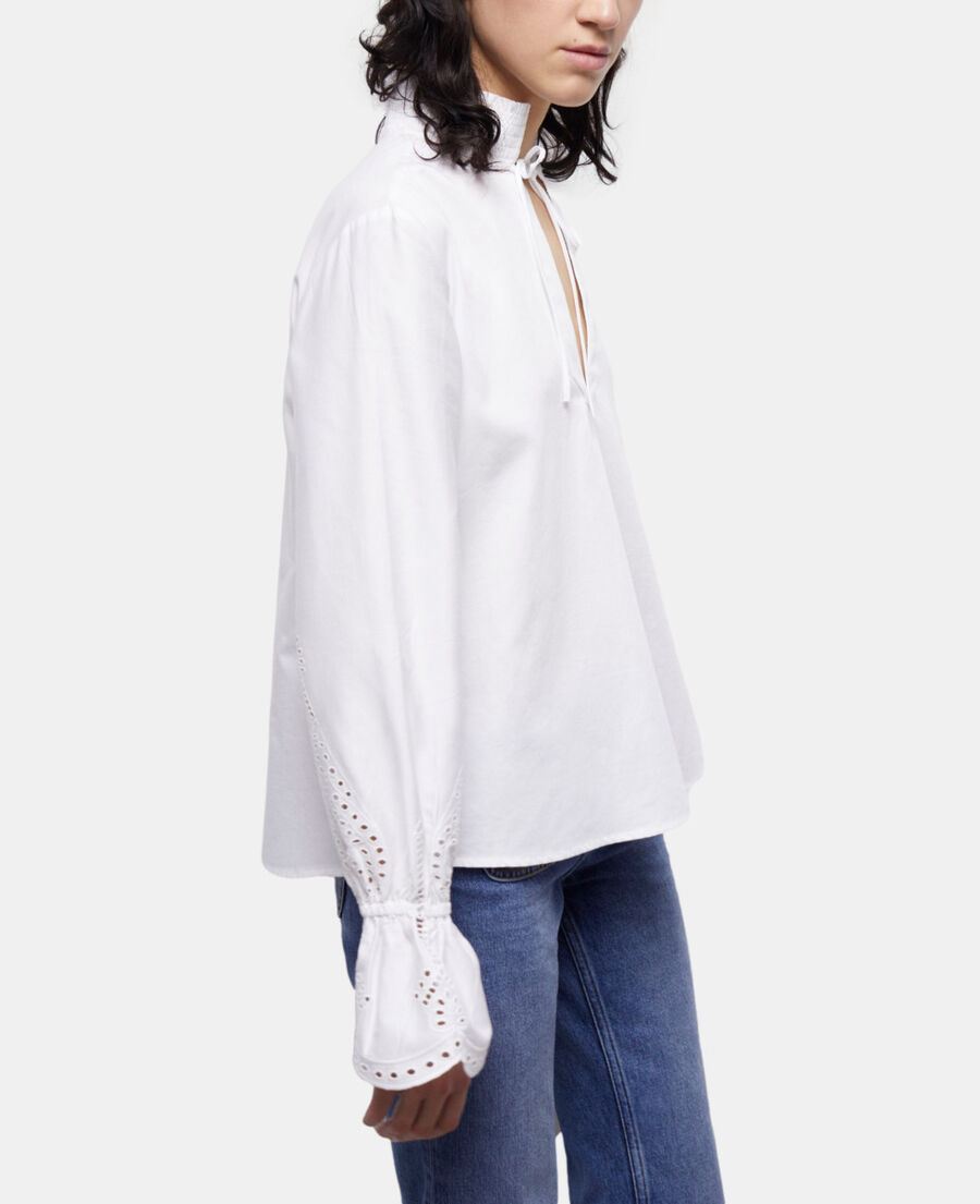 weiße bluse mit englischer stickerei