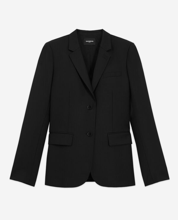 The Kooples WOMEN BLACK black slim-fit wool suit jacket