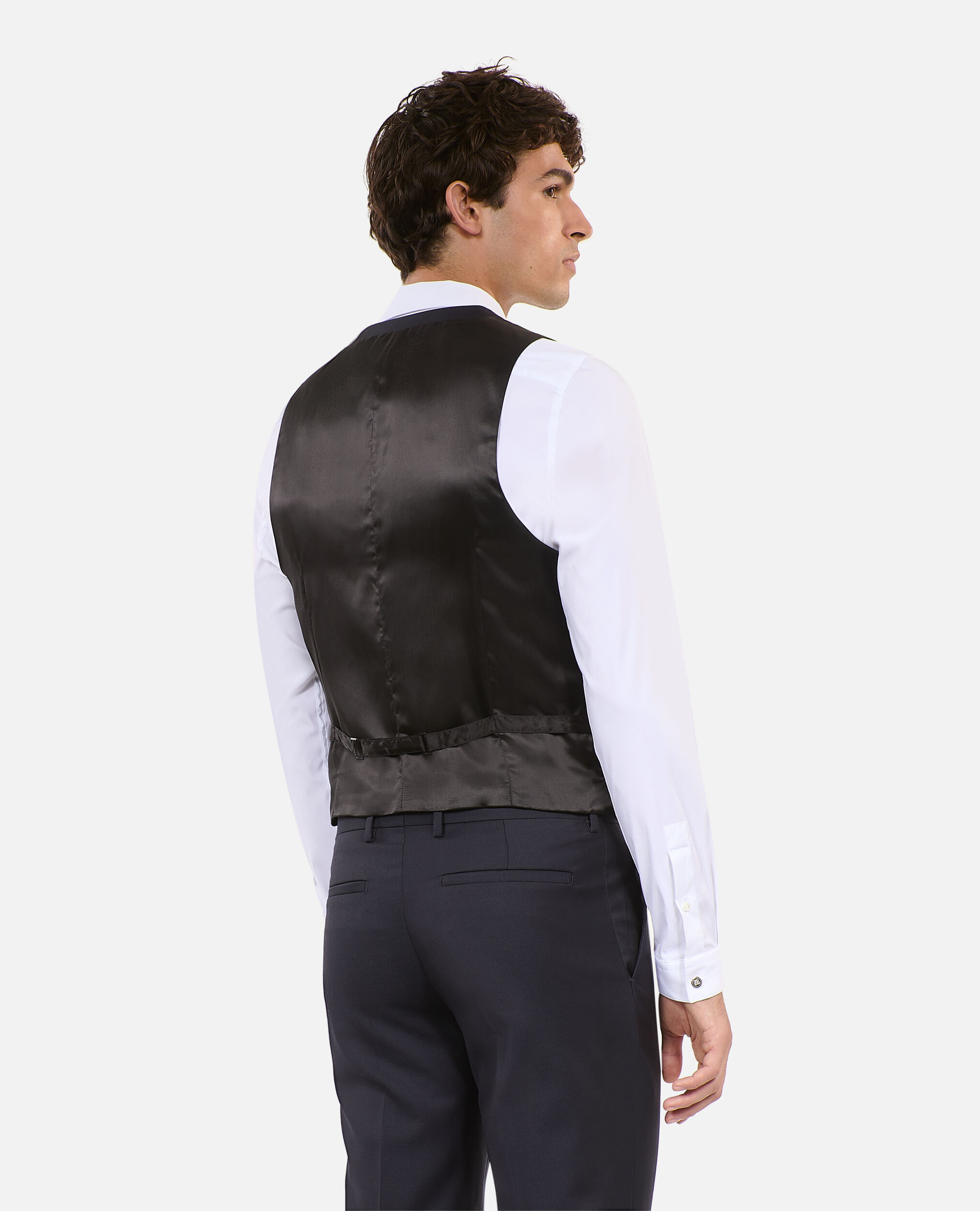 Navy blue wool suit vest tailored cut, DARK NAVY, hi-res image number null