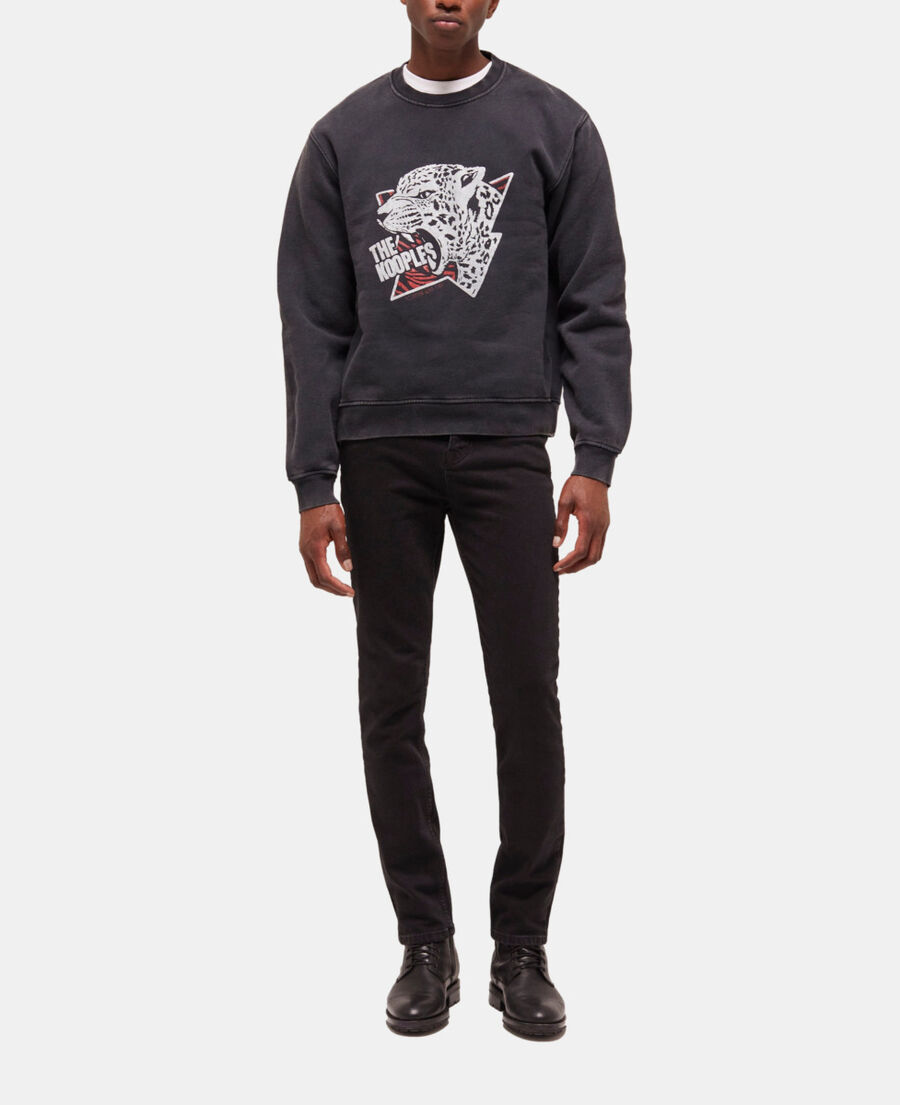 sweatshirt sérigraphié tigre noir
