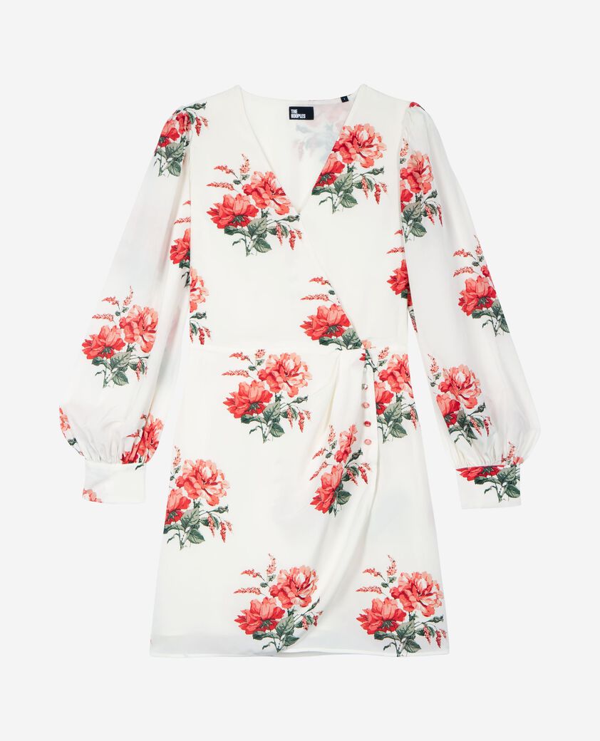 The Kooples WOMEN WHITE - RED white floral print wrap dress
