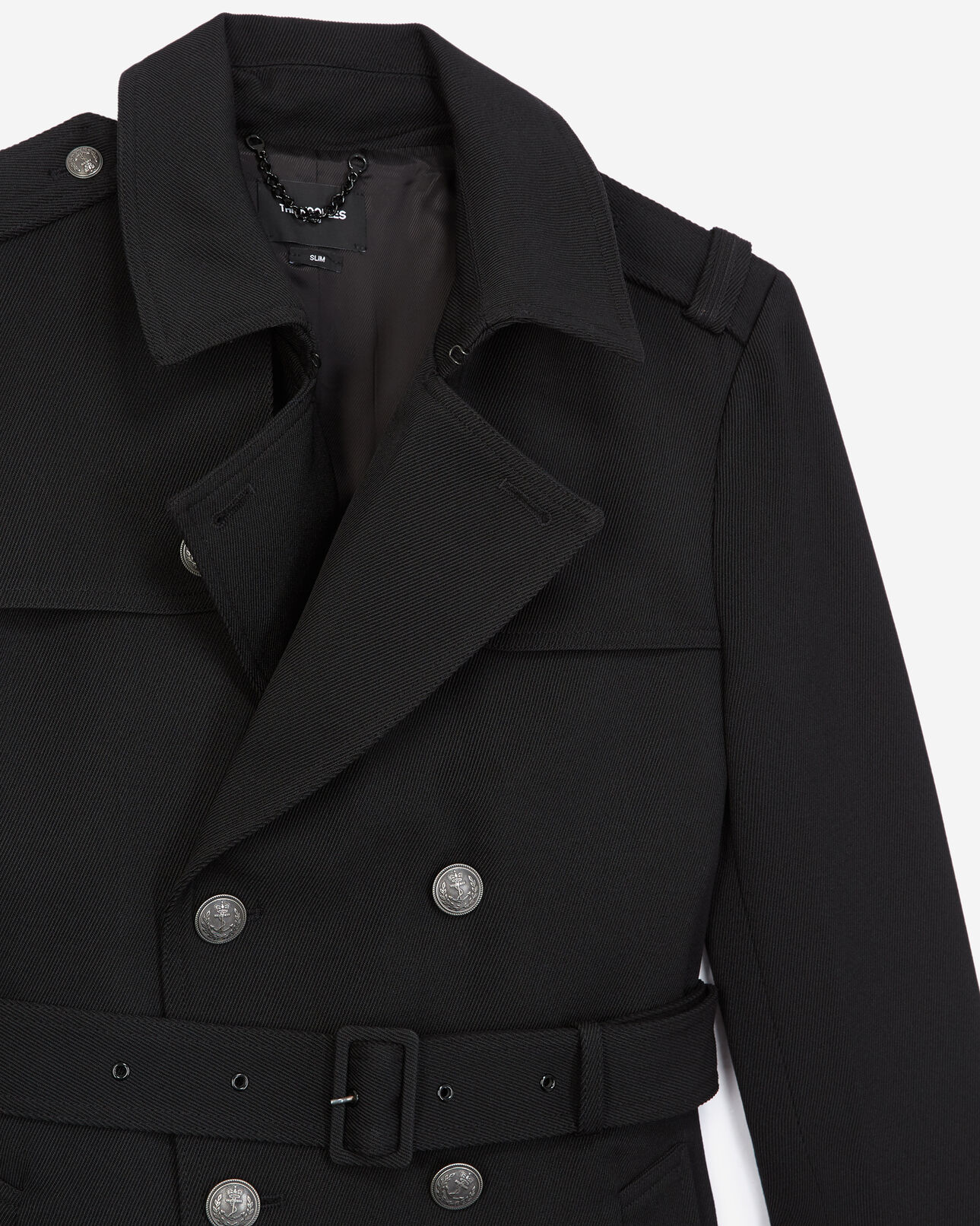 The Kooples MEN BLACK black wool coat with silver buttons