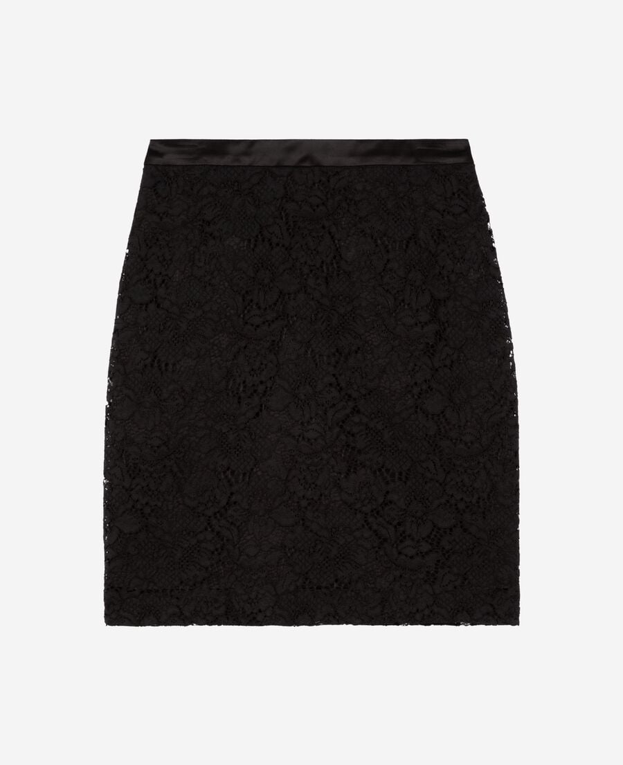 The Kooples WOMEN BLACK short black lace skirt