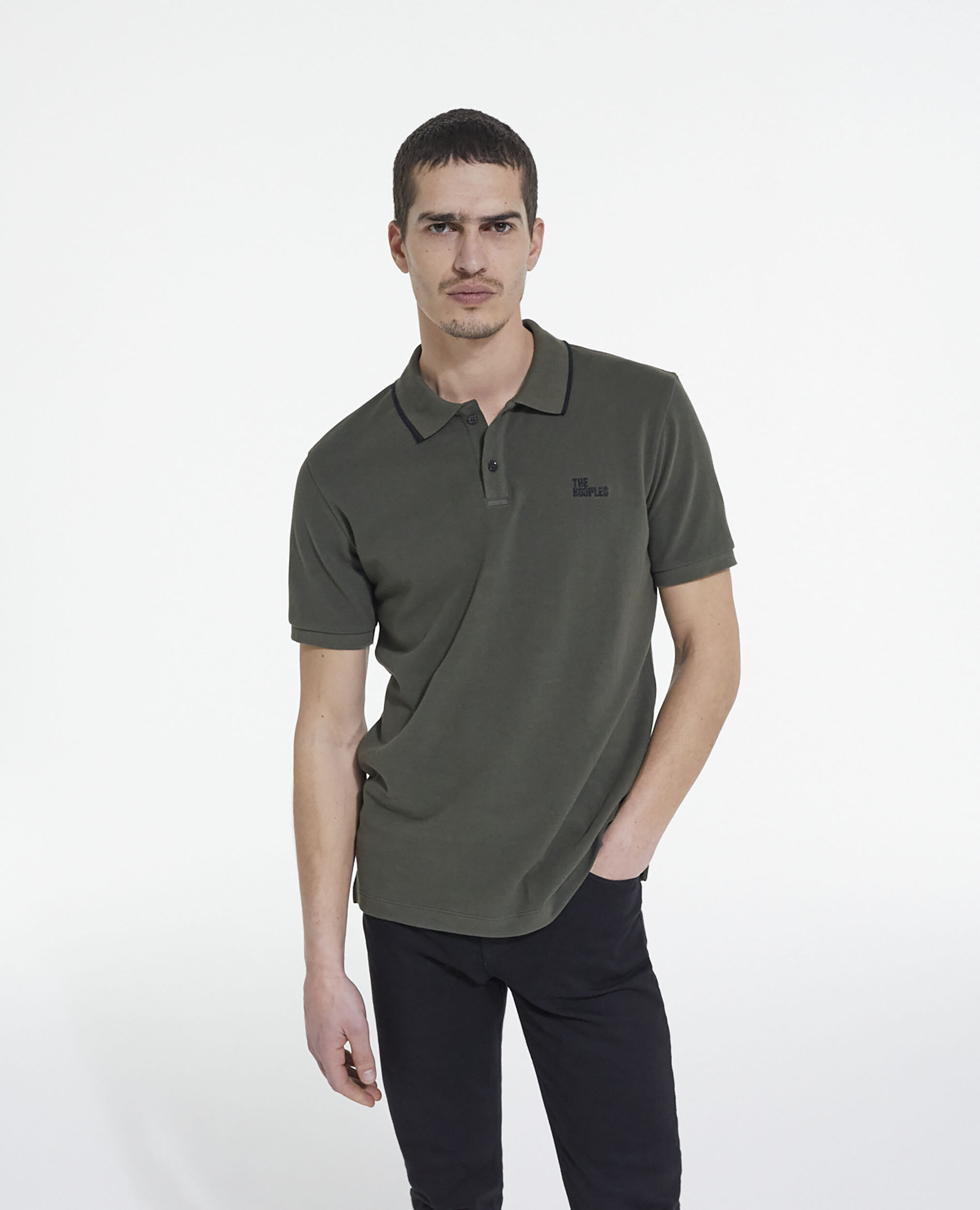 Khakifarbenes klassisches Poloshirt, FORET, hi-res image number null