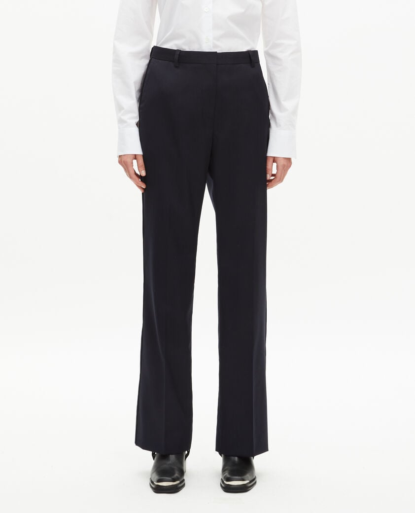 The Kooples WOMEN NAVY straight navy wool pants