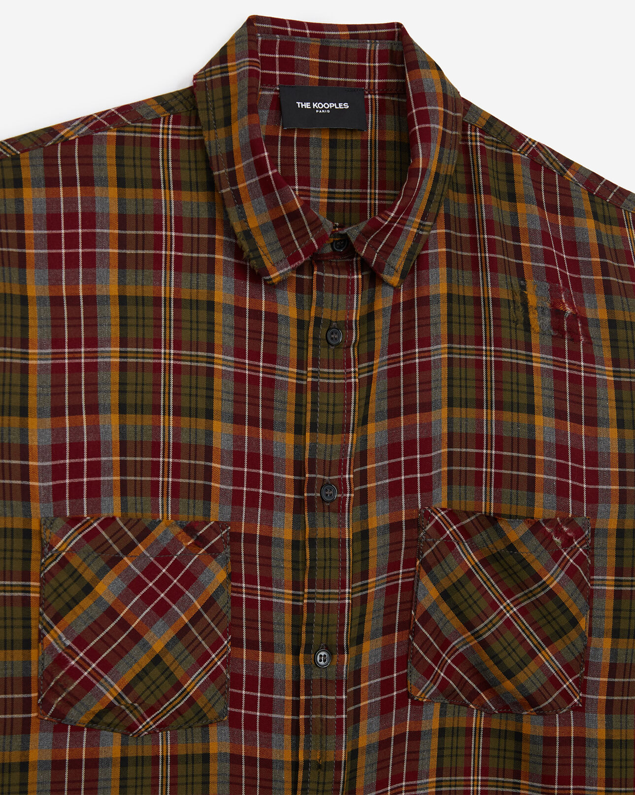 The Kooples HERREN RED / YELLOW rot-gelb kariertes viskose-hemd im relaxed-schnitt