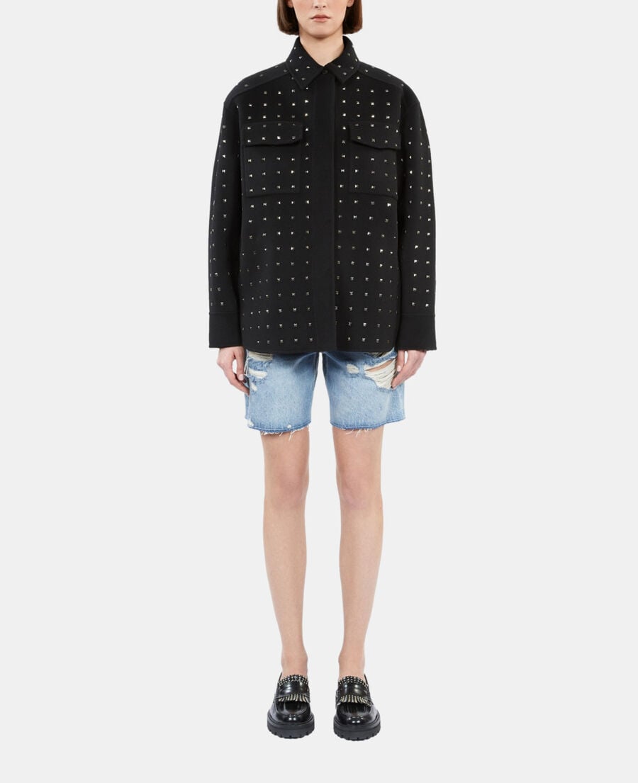 The Kooples FEMME BLACK blouson type surchemise avec studs noir