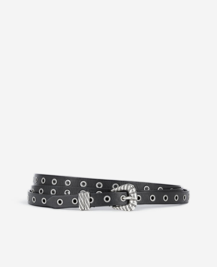 The Kooples F BLACK black leather double wrap belt