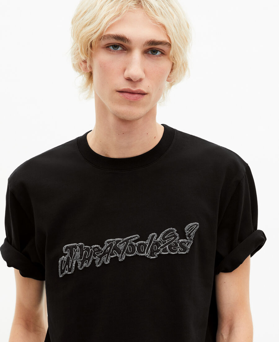 The Kooples MEN BLACK what is denim t-shirt black