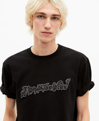 The Kooples MEN BLACK what is denim t-shirt black