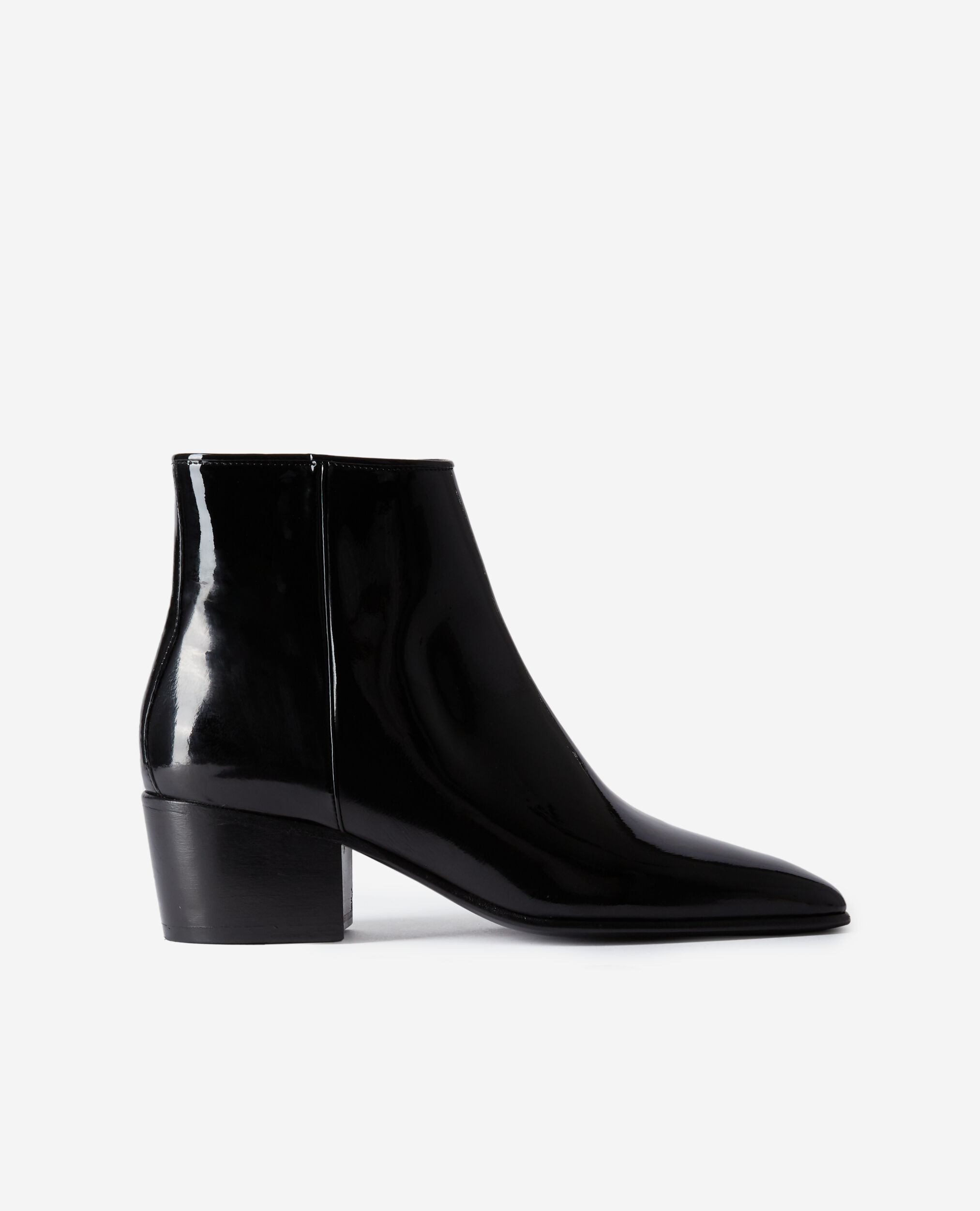 Black vinyl heeled boots, BLACK, hi-res image number null