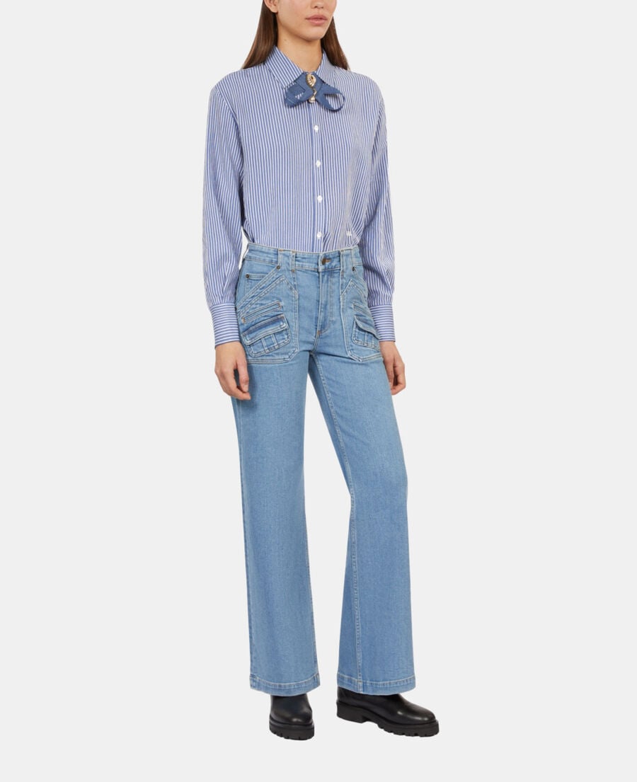 The Kooples FEMME BLUE jean flare bleu