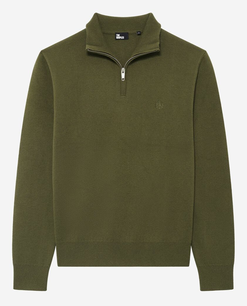 The Kooples HOMBRE KAKI jersey con cuello de cami&oacute;n de lana de doble cara de color caqui