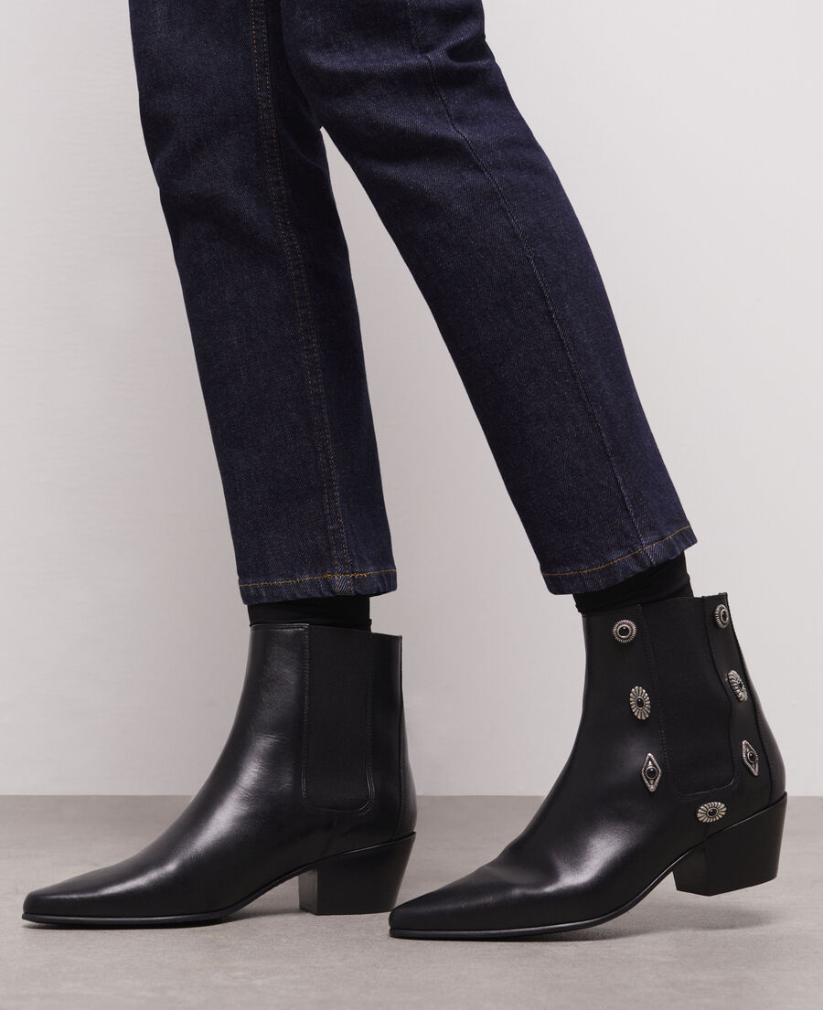 black leather ankle boots