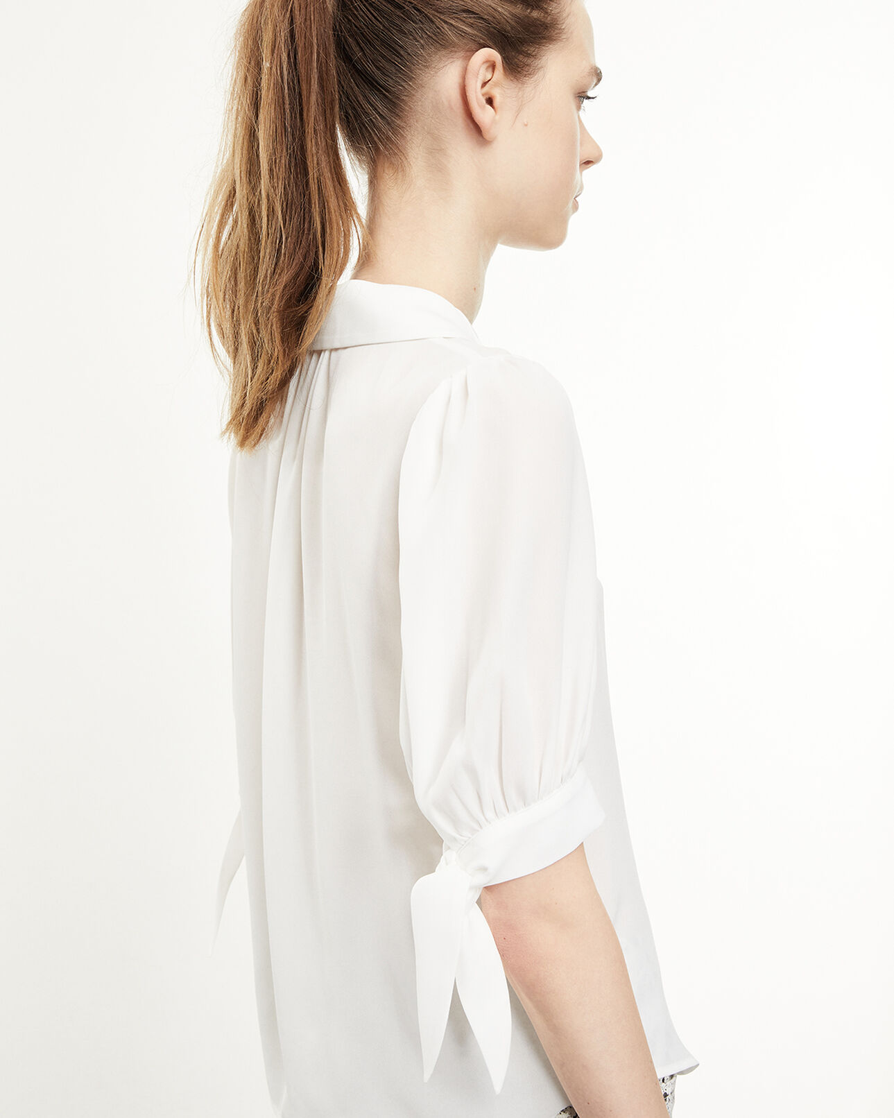 The Kooples MUJER ECRU camisa blanco crudo manga corta estampada