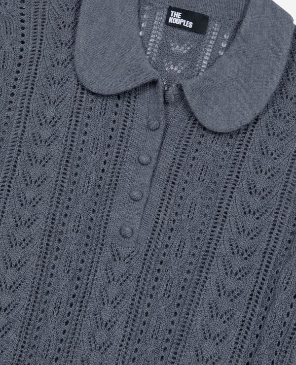 Pull manches courtes en laine mérinos gris femme The Kooples