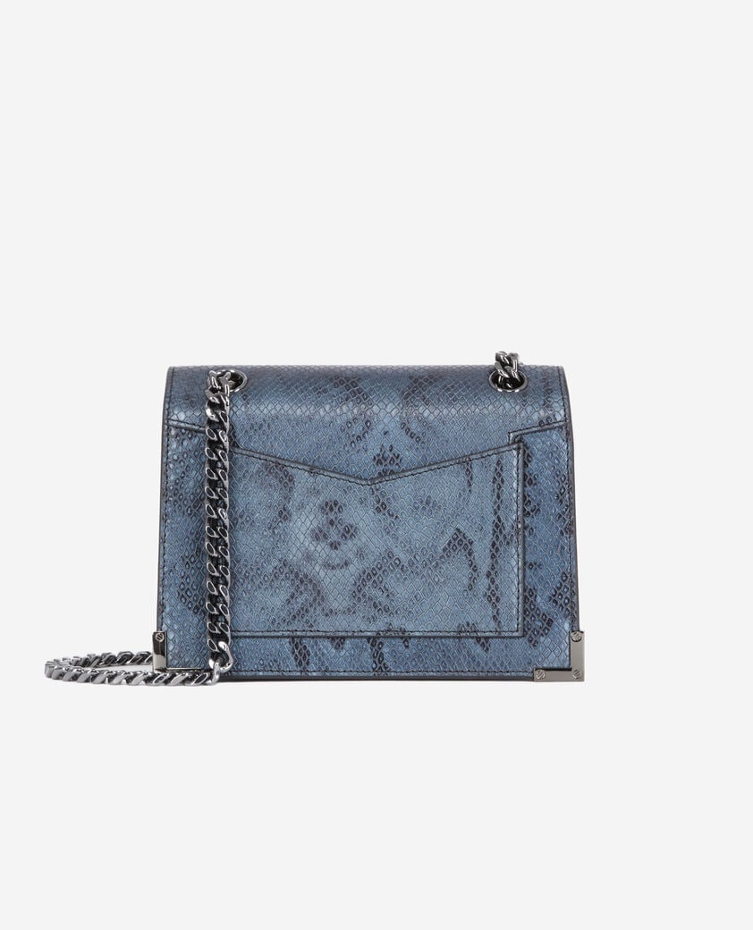 The Kooples WOMEN GRIS BLEU emily chain bag in grey python-effect leather