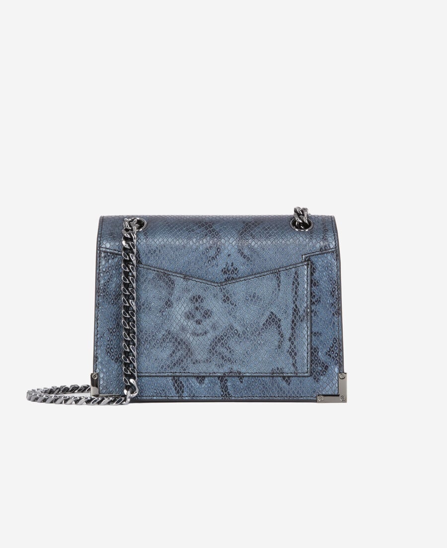 The Kooples WOMEN GRIS BLEU emily chain bag in grey python-effect leather