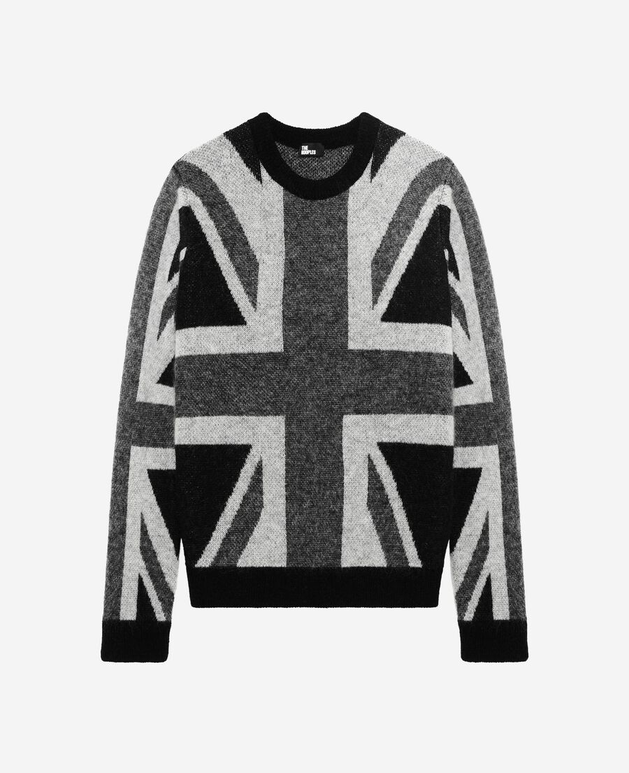 The Kooples HOMME BLACK GREY pull drapeau anglais noir