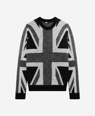 The Kooples HOMME BLACK GREY pull drapeau anglais noir