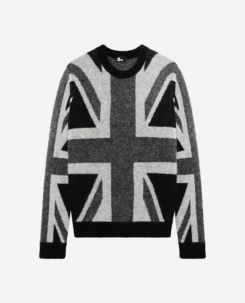 The Kooples HOMME BLACK GREY pull drapeau anglais noir
