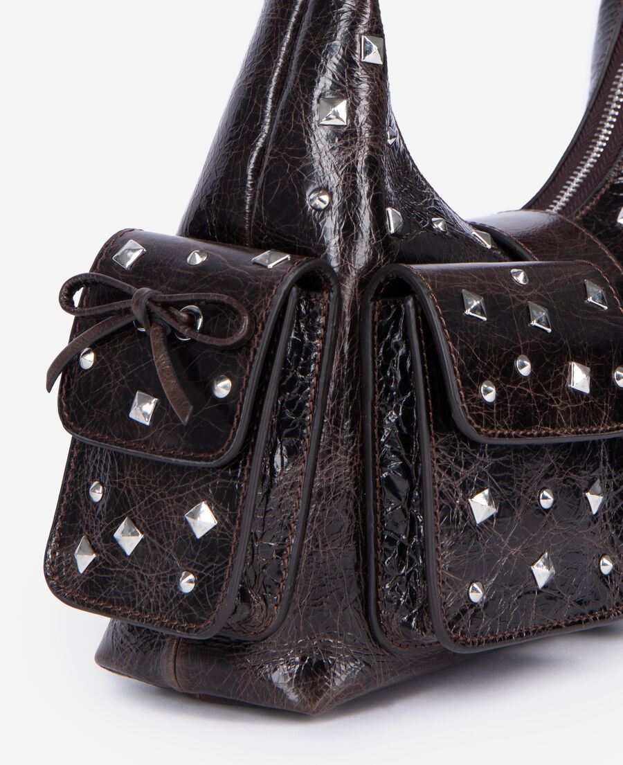 The Kooples F BROWN amelia light brown studded bag