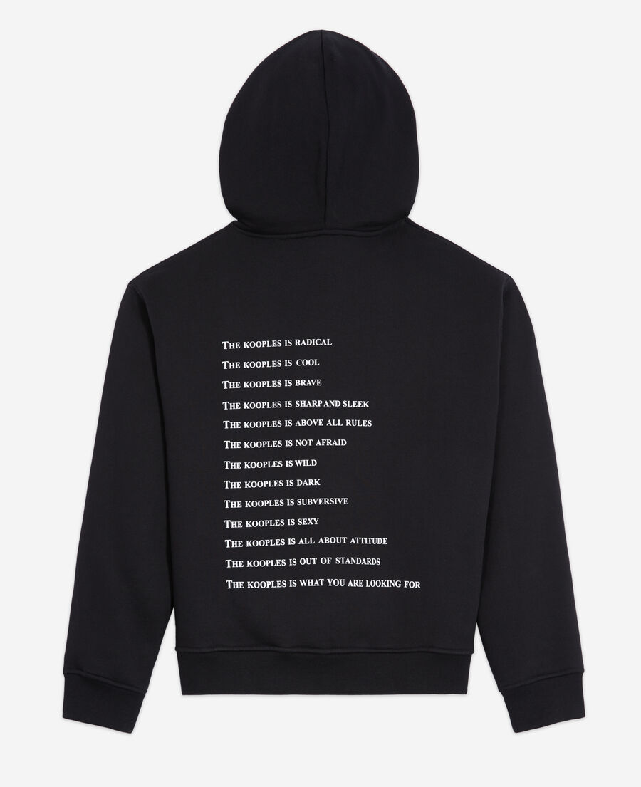 schwarzes kapuzensweatshirt „what is“