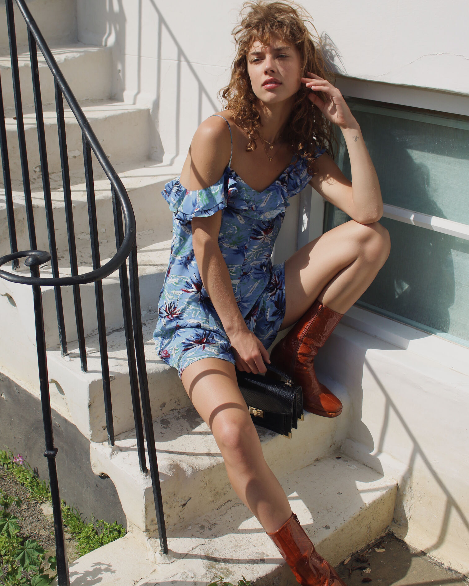 Blauer Kurzoverall mit Hawaii-Print, BLUE, hi-res image number null