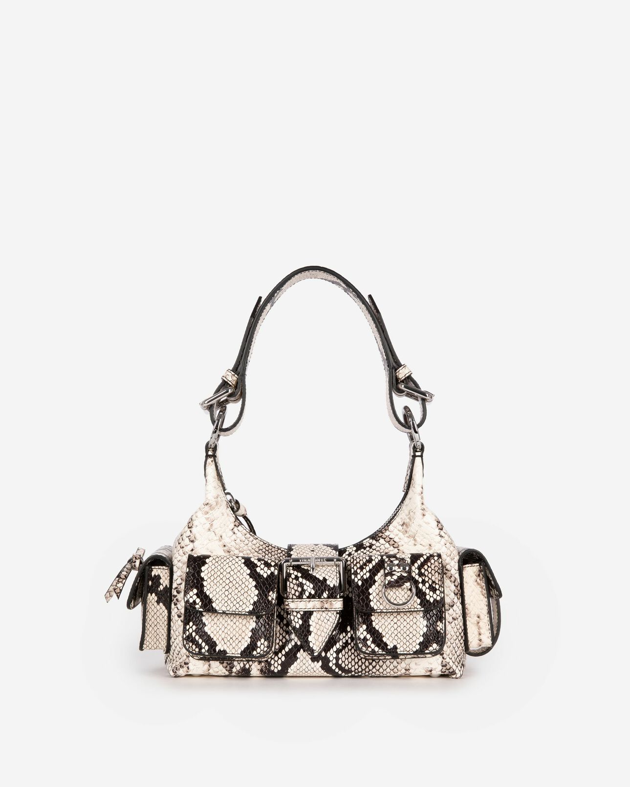 The Kooples WOMEN BLACK WHITE amelia small bag in python-effect leather