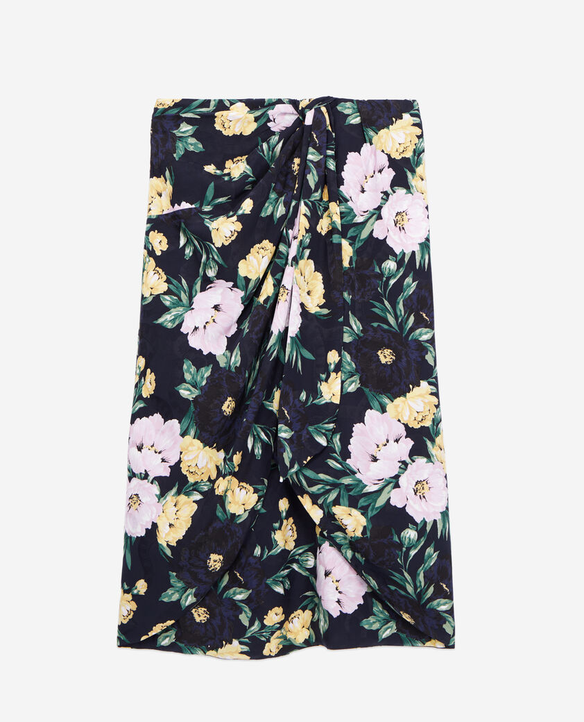 The Kooples WOMEN LIGHT PINK / DARK NAVY printed midi skirt