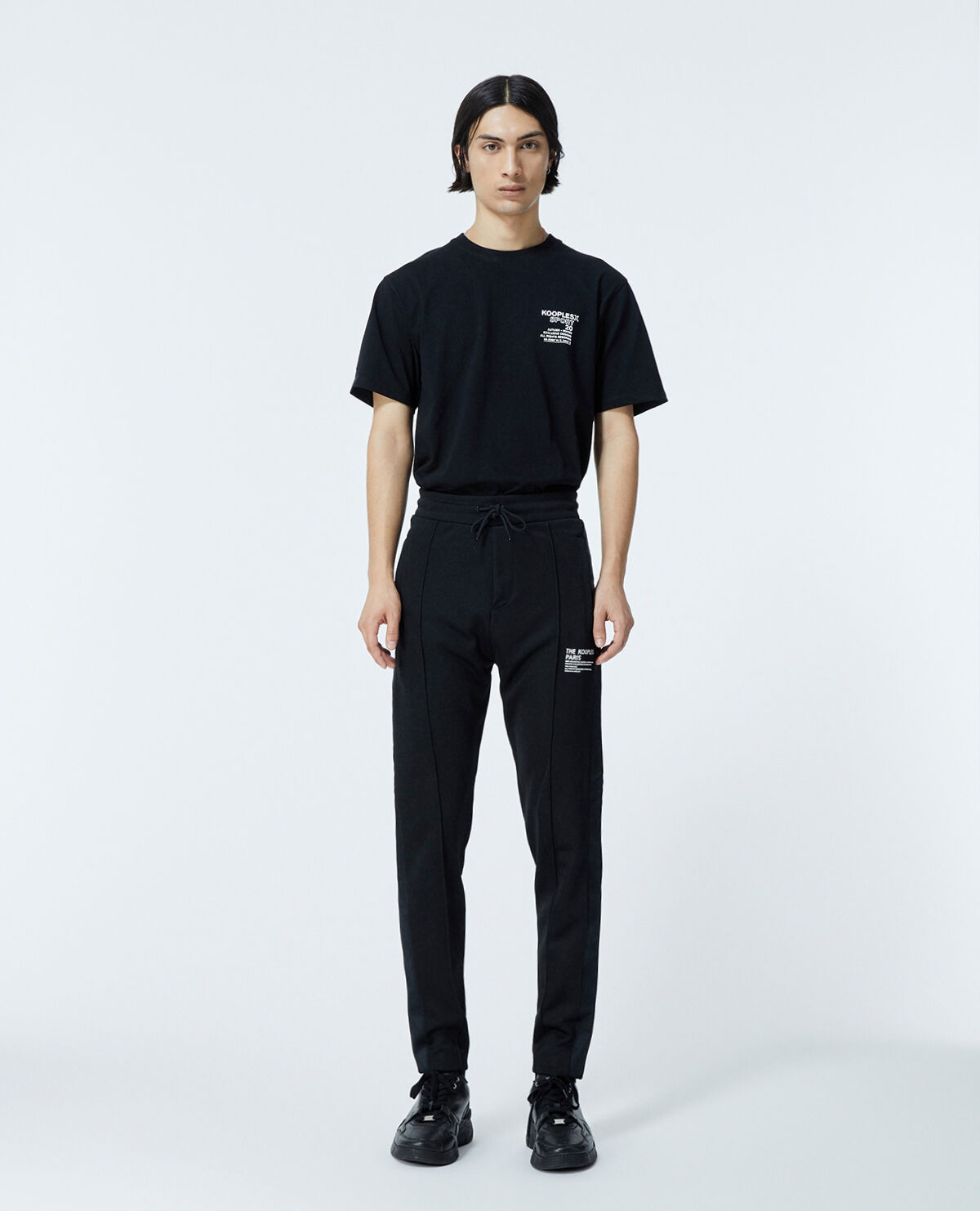 Satin black joggers sales