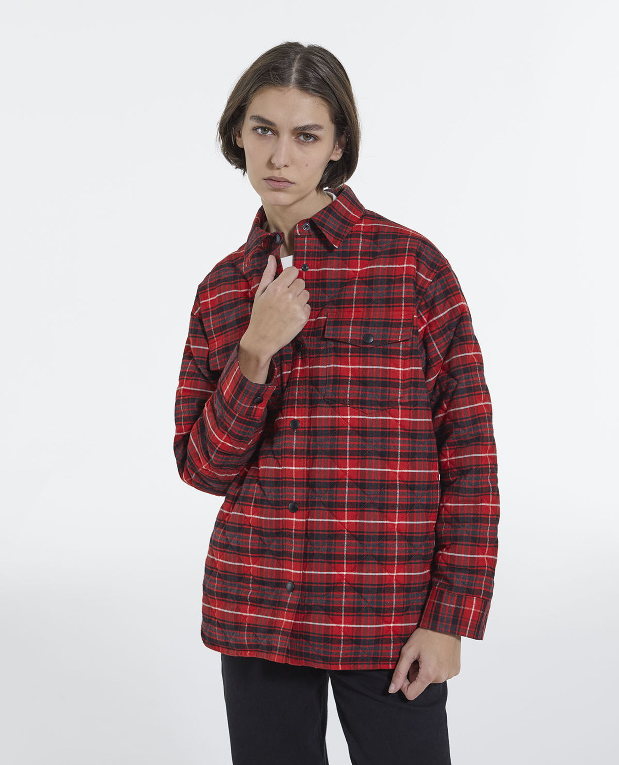 Black and red oversized checked shirt, RED / BLACK, hi-res image number null