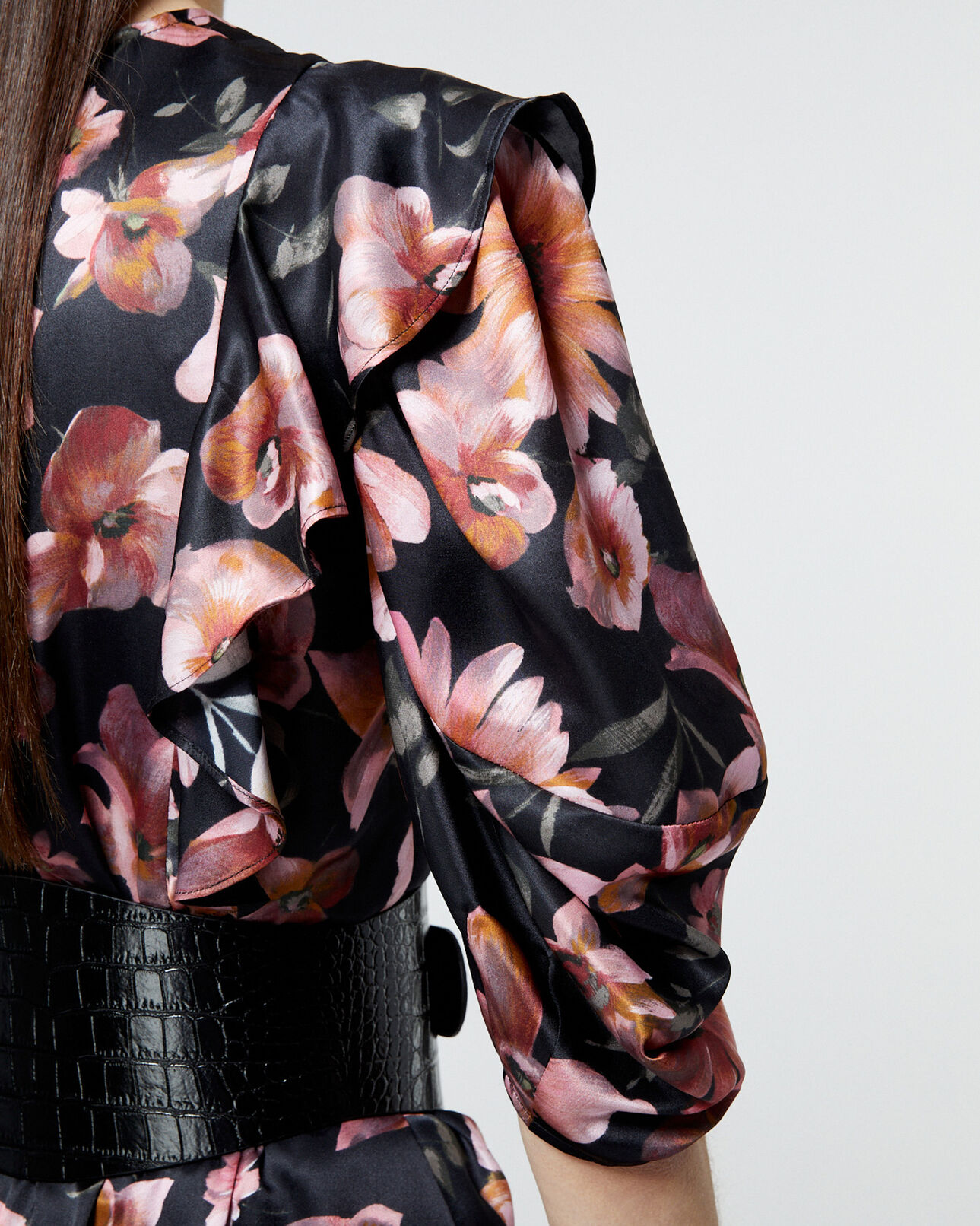 The Kooples FEMME BLACK robe portefeuille imprimée noire