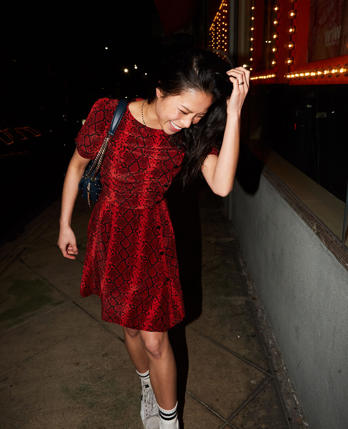 Red and black sale snake print dress