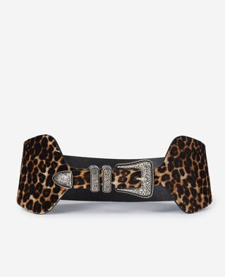 The Kooples WOMEN LEOPARD wide leopard print leather belt