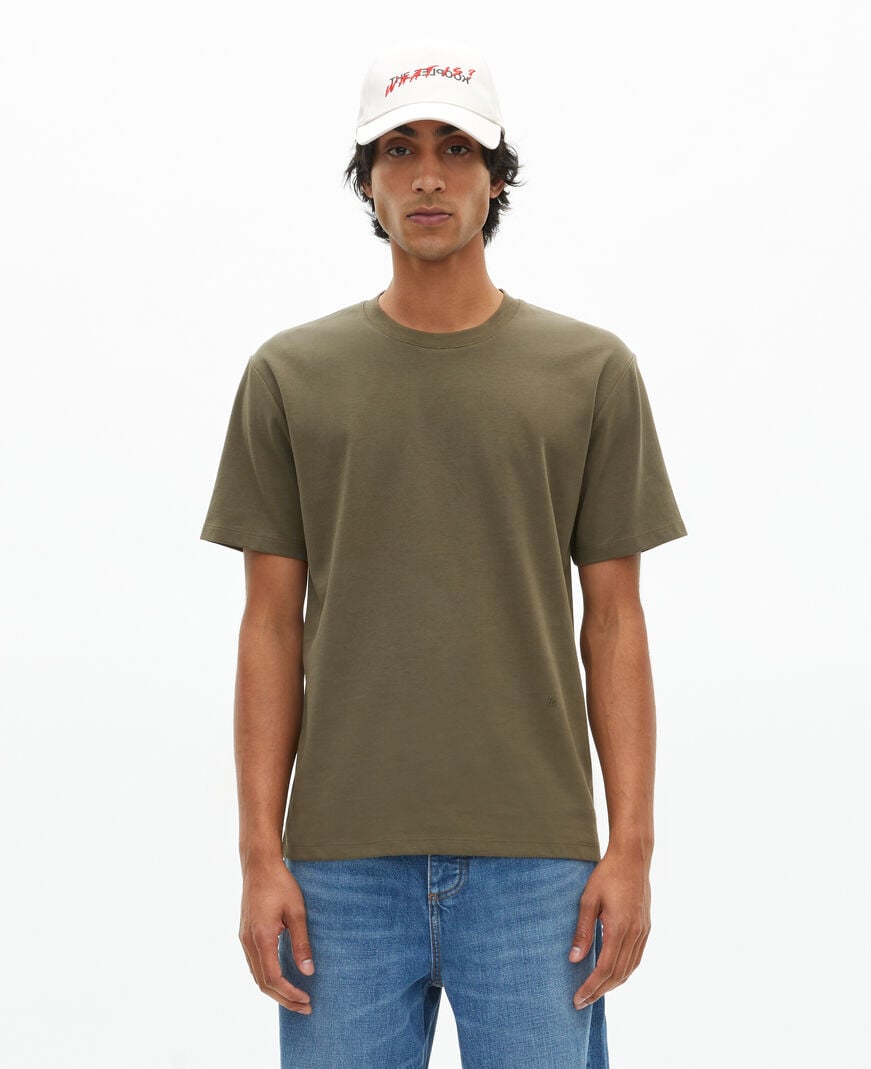 The Kooples HOMME KAKI t-shirt droit uni kaki