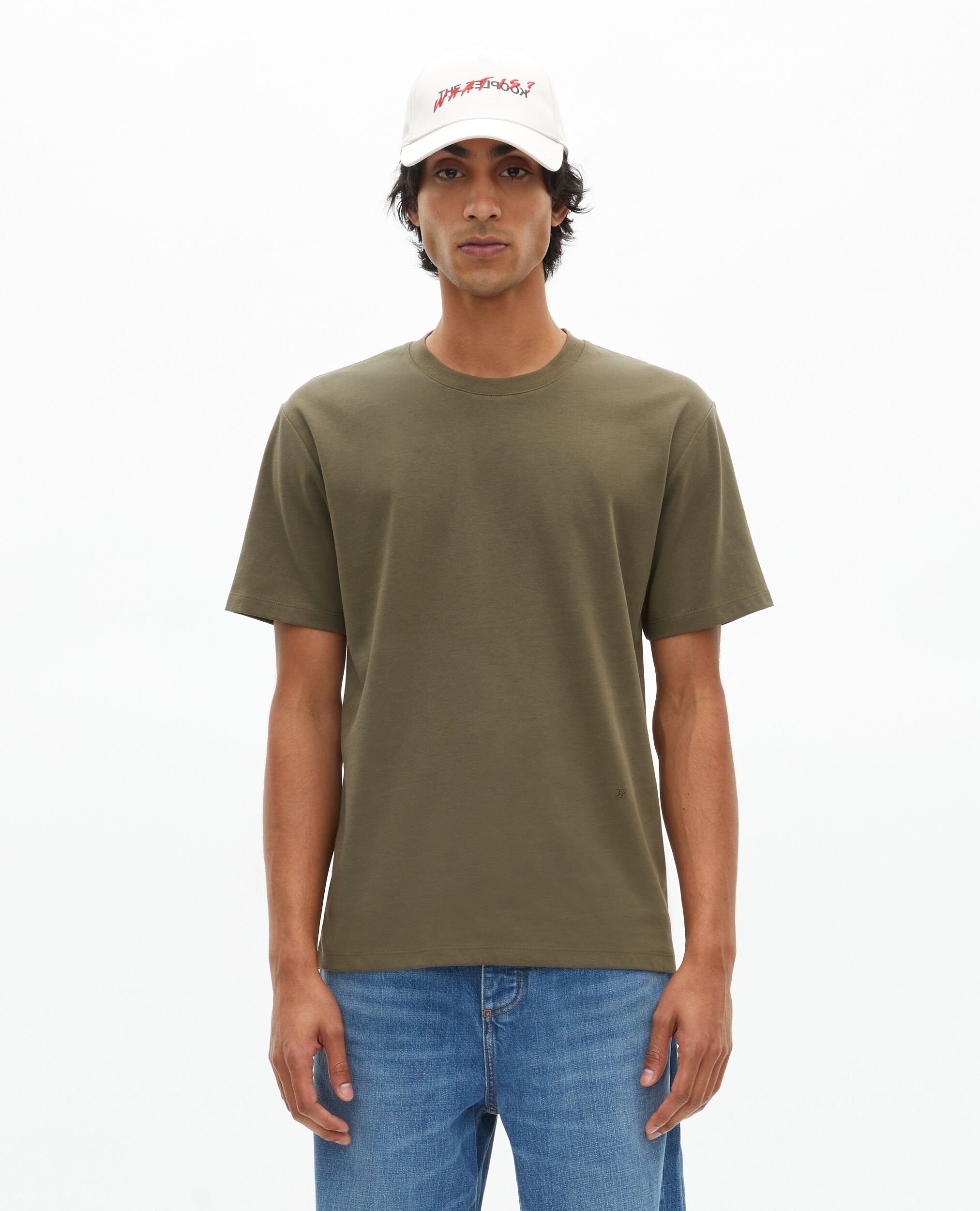 T-shirt droit uni kaki, KAKI, hi-res image number null