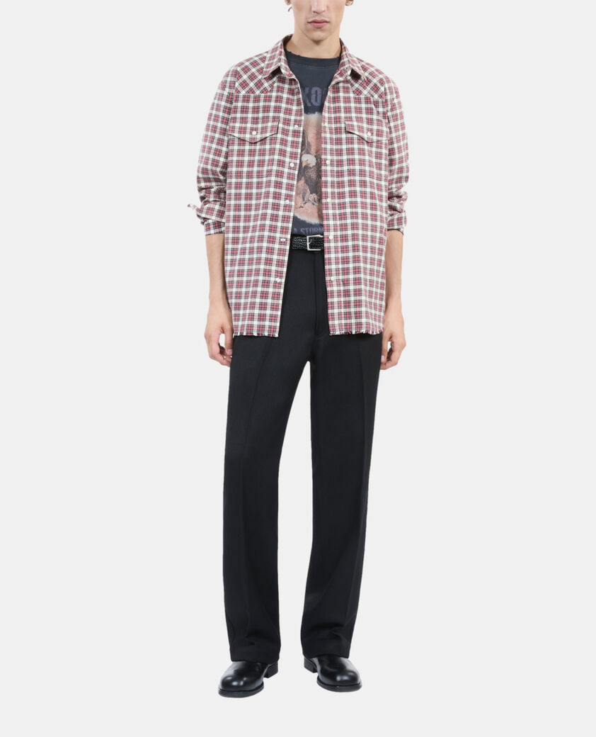 The Kooples HOMME BLACK ECRU RED chemise à carreaux