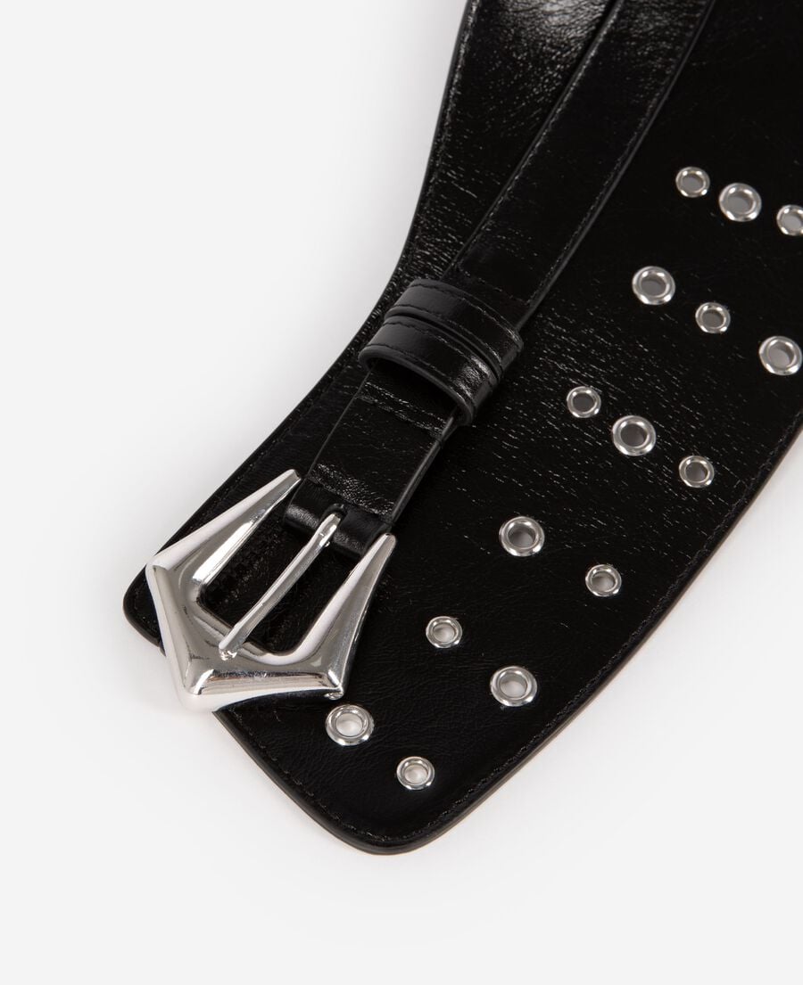 The Kooples DAMEN BLACK lederkorsettgürtel mit ösen schwarz