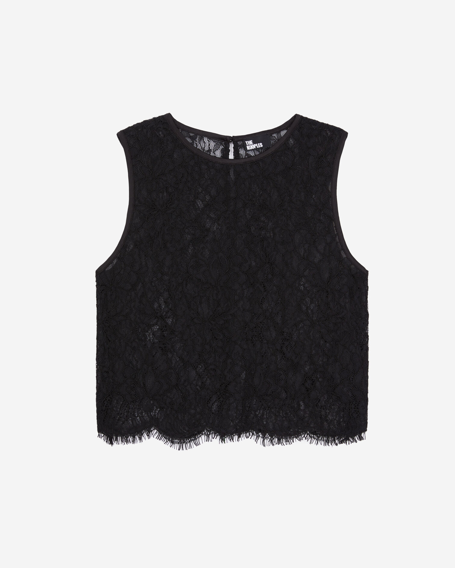 Top corto negro encaje, BLACK, hi-res image number null