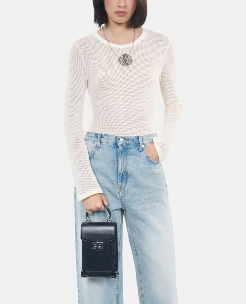 The Kooples WOMEN BLACK emily reporter bag in black leather