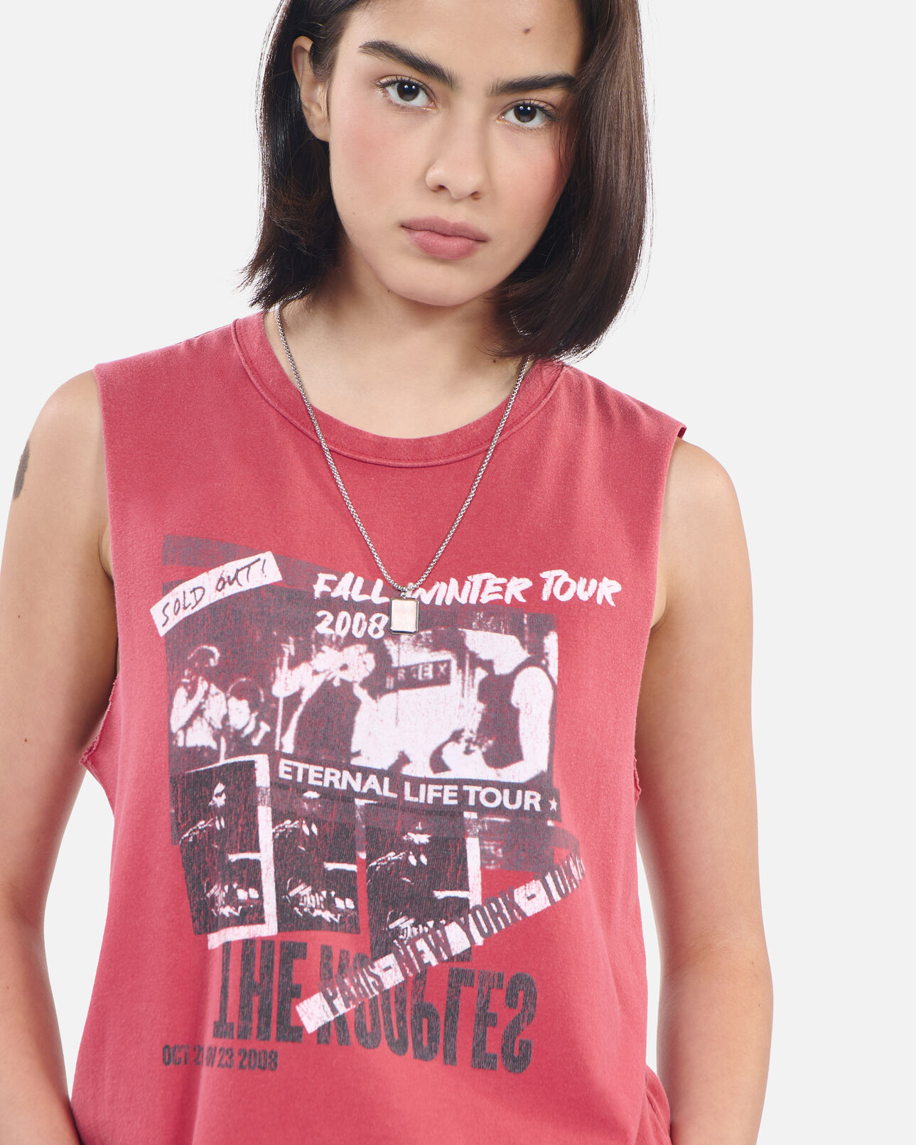The Kooples WOMEN RUBIS red eternal life tour serigraphy tank top
