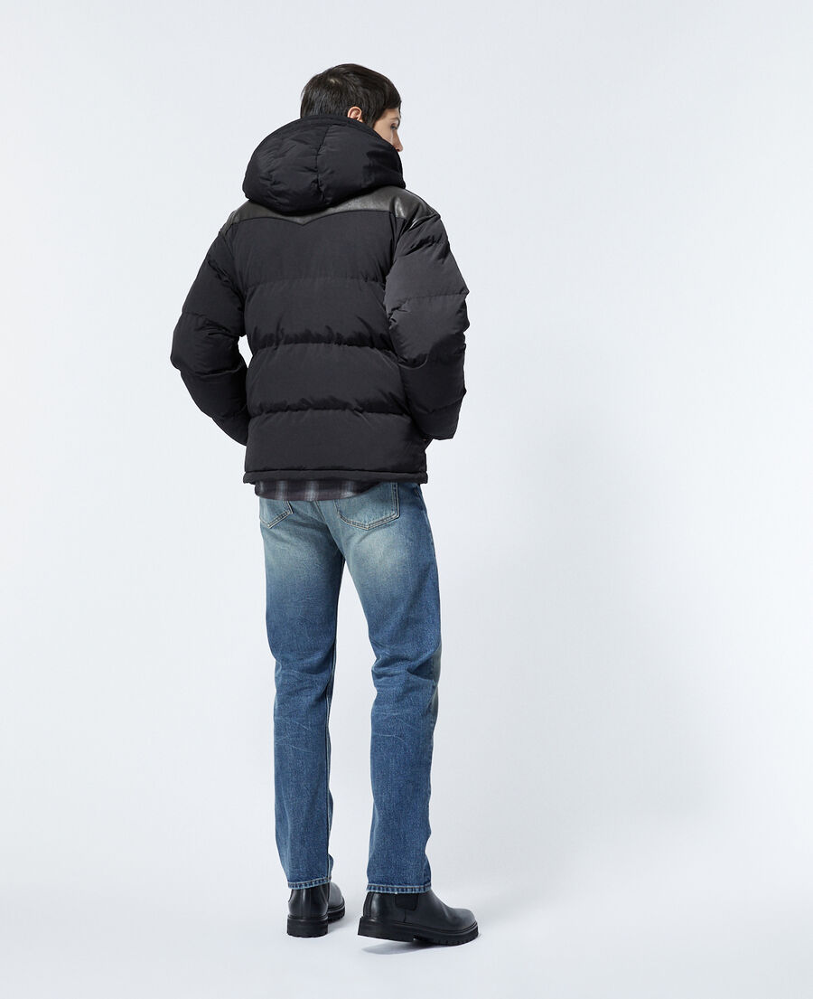 daunenjacke gesteppt schwarz westerndetail