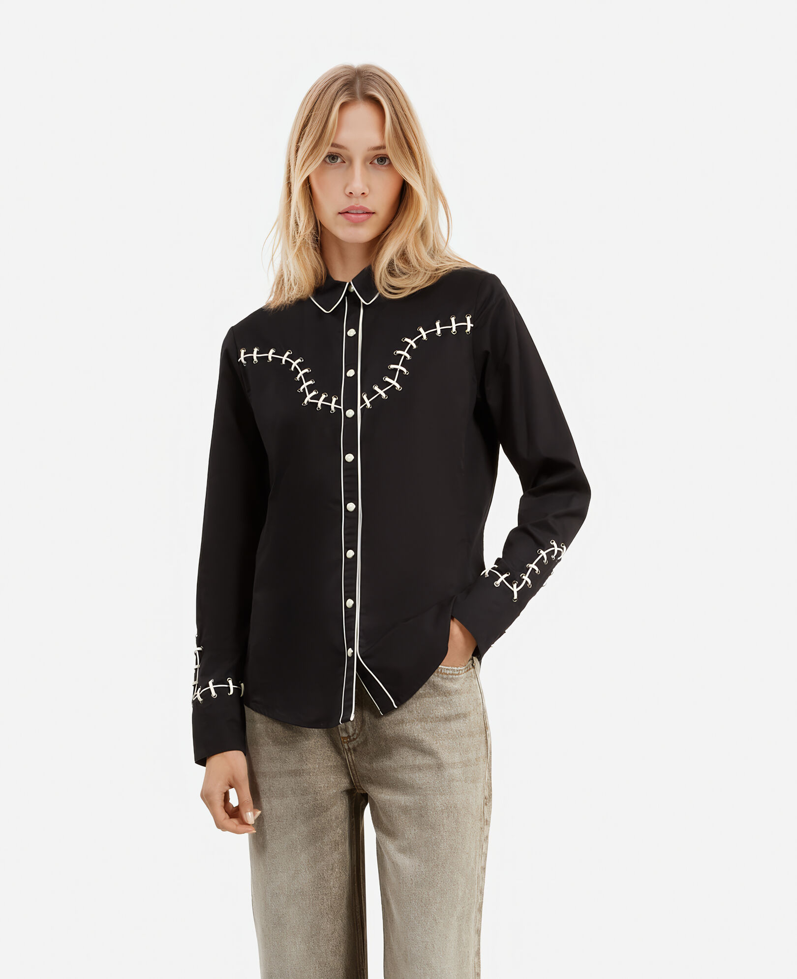 The Kooples FEMME BLACK chemise avec broderies noire