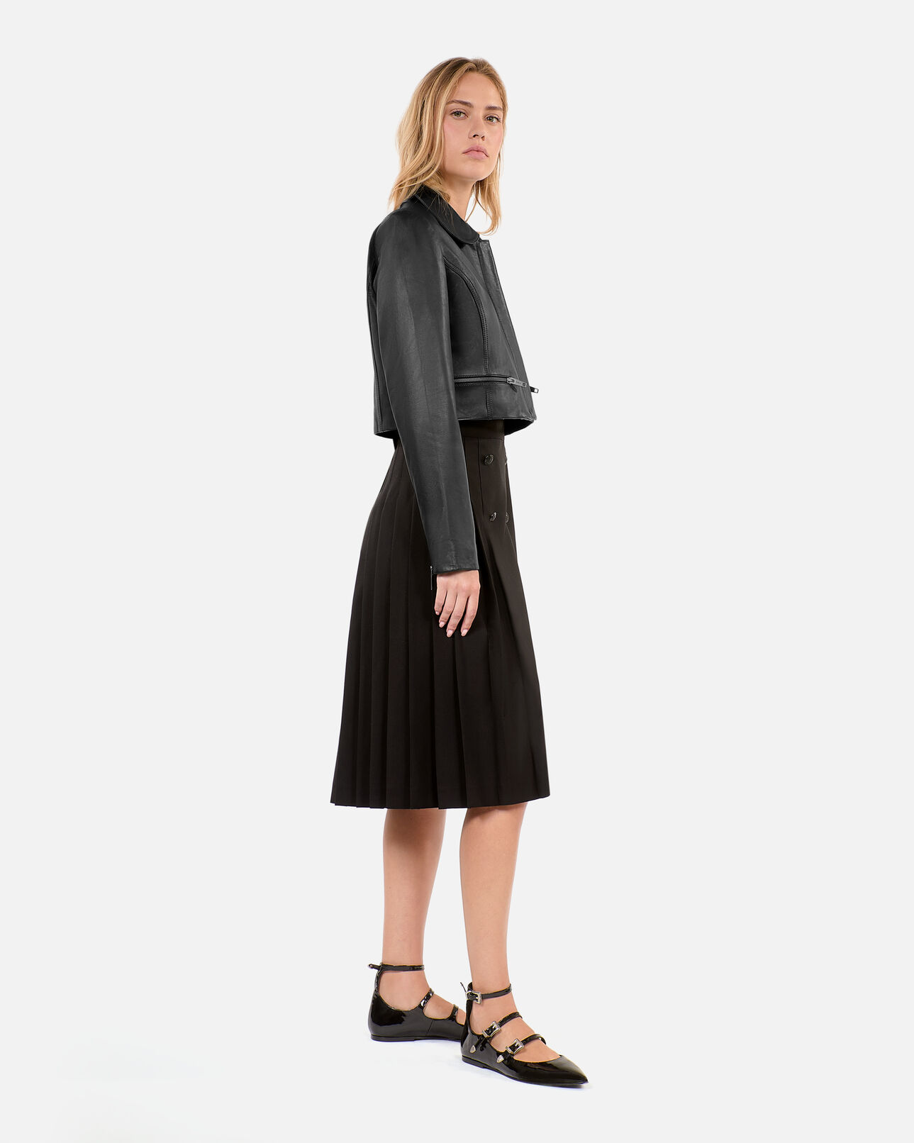 The Kooples FEMME BLACK veste en cuir noir