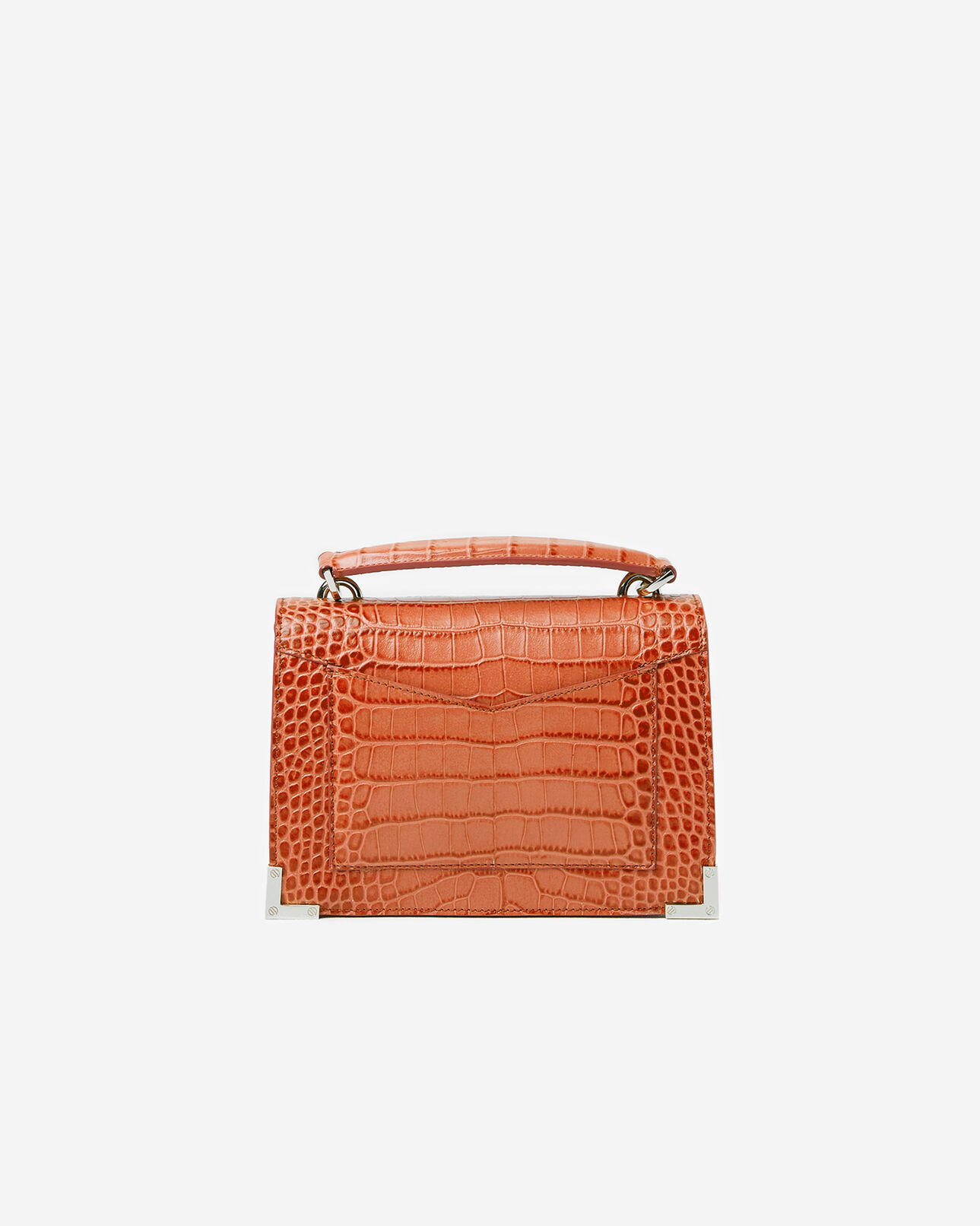 The Kooples WOMEN RED / ORANGE emily mini orange croc-print bag in leather