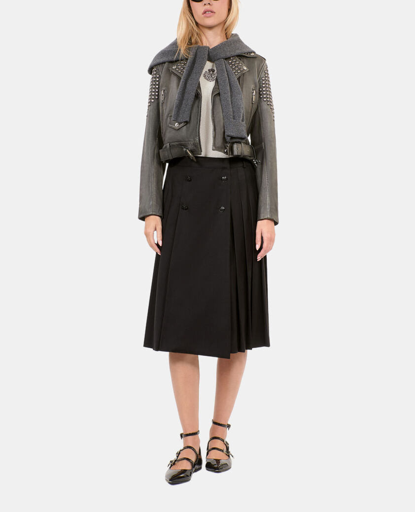 The Kooples FEMME BLACK blouson clouté en cuir noir