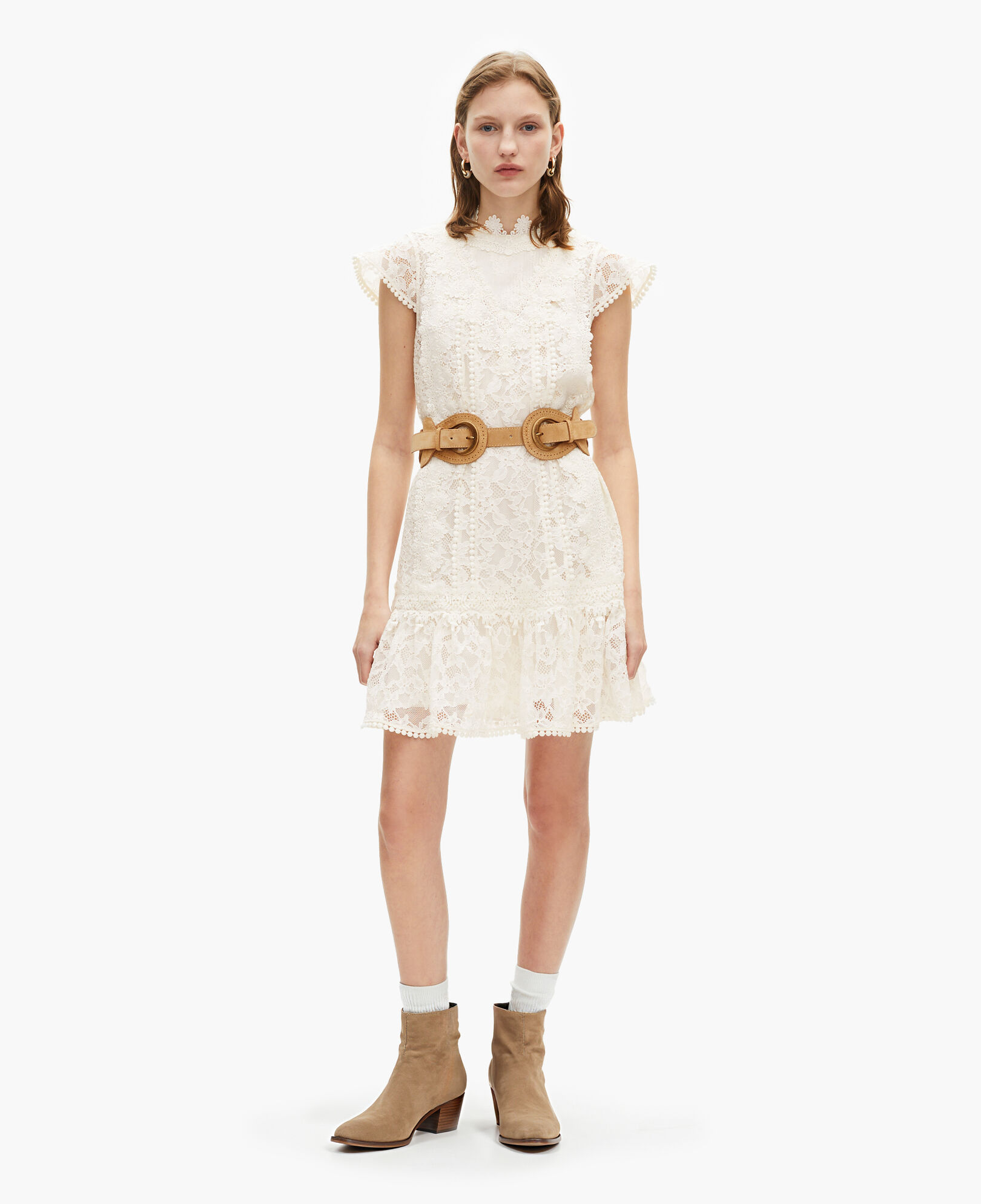 The Kooples DAMEN ECRU kurzes kleid aus spitze in ecru