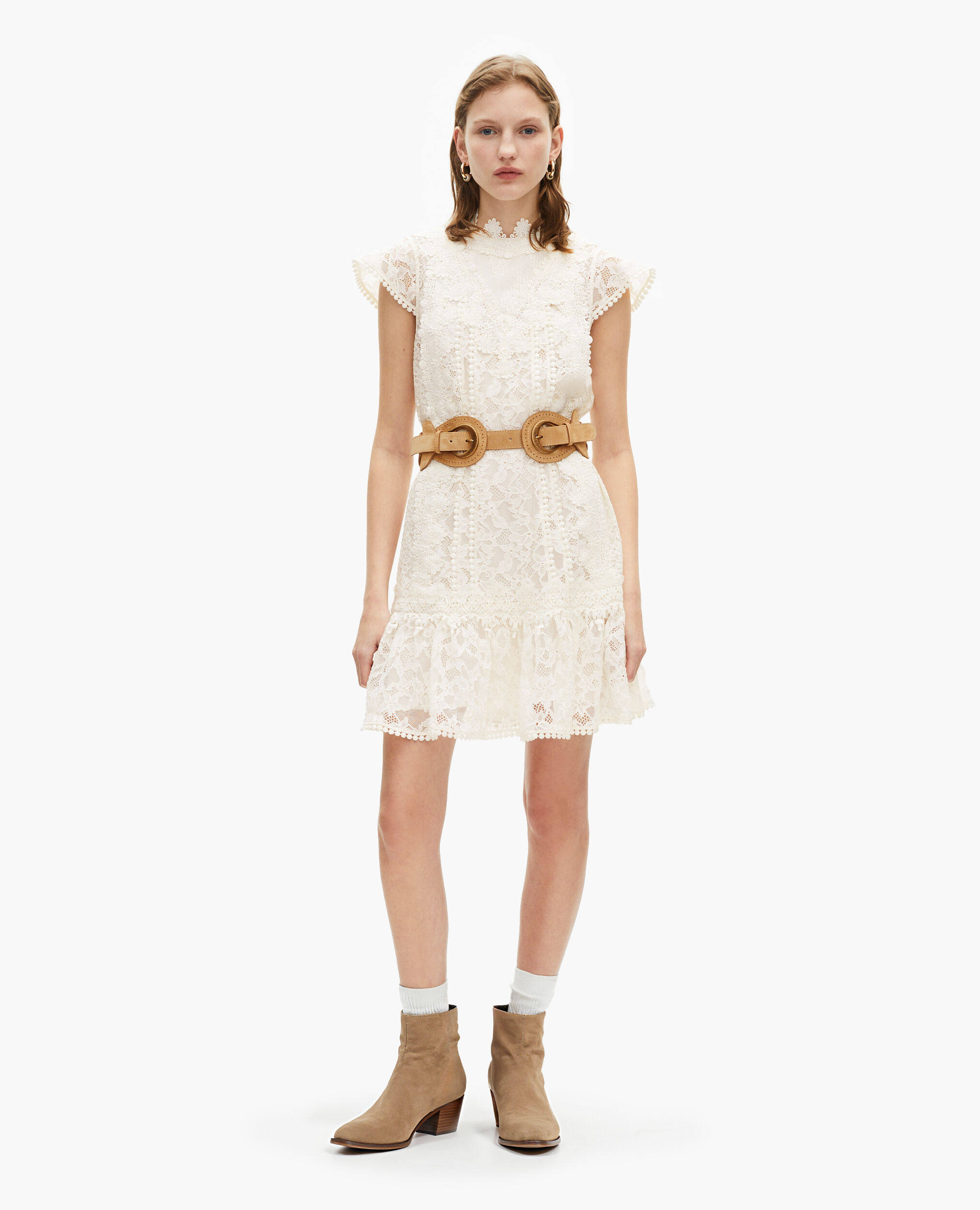 Short ecru lace dress, ECRU, hi-res image number null
